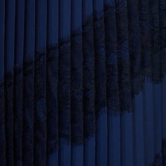 ZARA BLUE PLEATED MIDI SKIRT BLACK LACE DETAIL BRAND NEW WITH TAGS XS - Picture 8 of 9